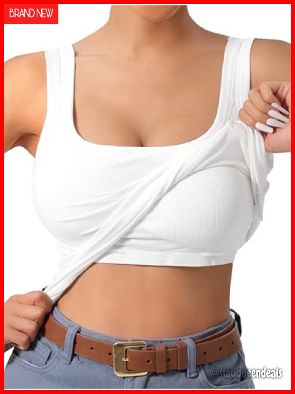 Women's Ribbed Tank Top with Built in Bra Removable Pads U-Back Yoga